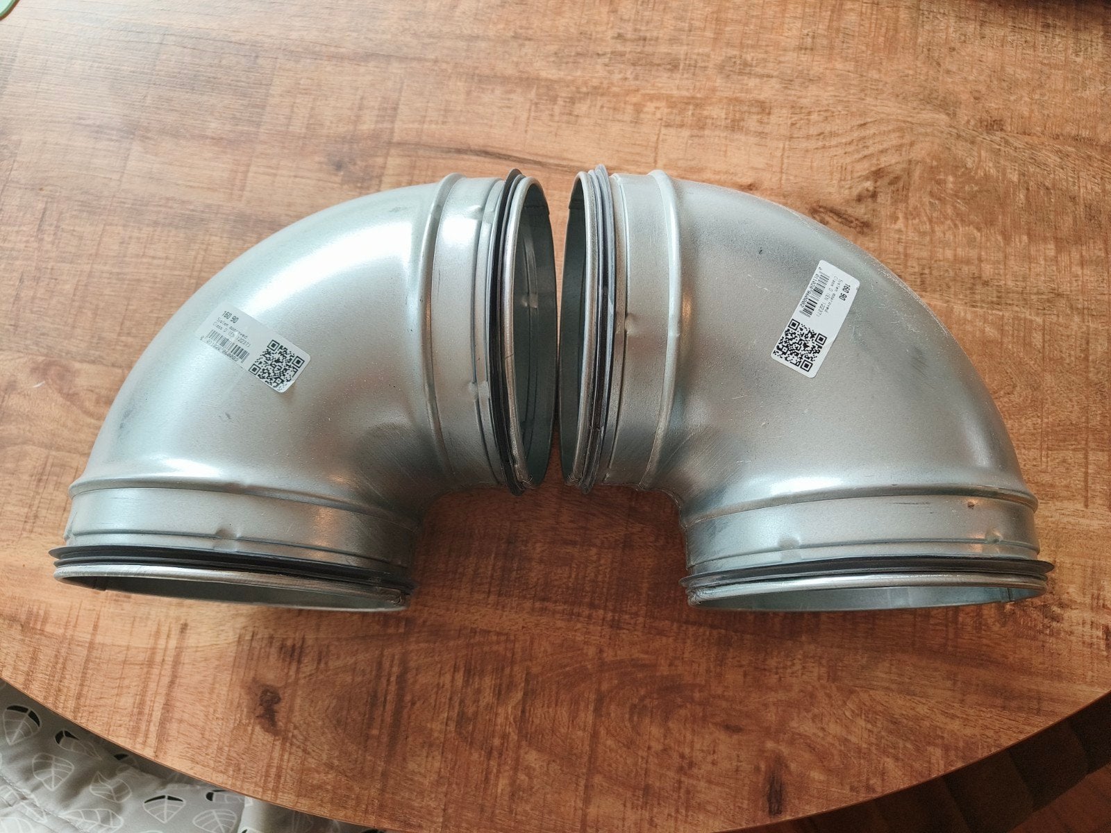 2 Spiro bochten 90 graden, diameter 160 mm, Bochten, Nieuw, Ophalen of Verzenden, Minder dan 2 meter