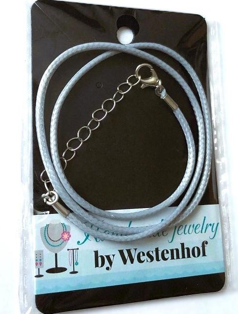 Koord ketting grijs met sluiting zilver - 50cm, Sieraden, Tassen en Uiterlijk, Kettingen, Verzenden, Nieuw, Grijs, Overige materialen