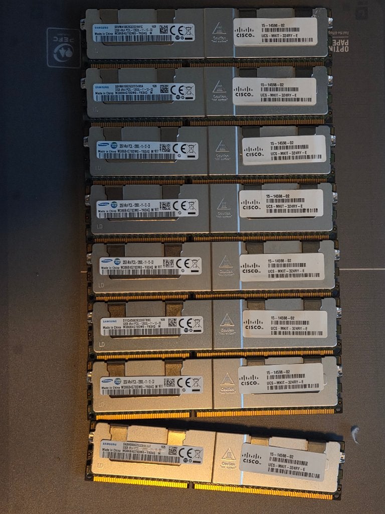 256GB (8*32GB) Kit of Samsung (Cisco) DDR3 12800L, Gebruikt, Server, DDR3, Ophalen of Verzenden