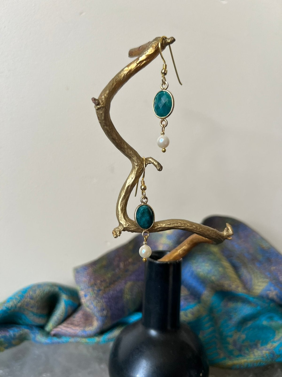 Smaragd AKOYA zoutwater parel beschermt geluk vreugde, Sieraden, Tassen en Uiterlijk, Oorbellen, Hangers, Magnolia11, Nieuw, Ophalen of Verzenden