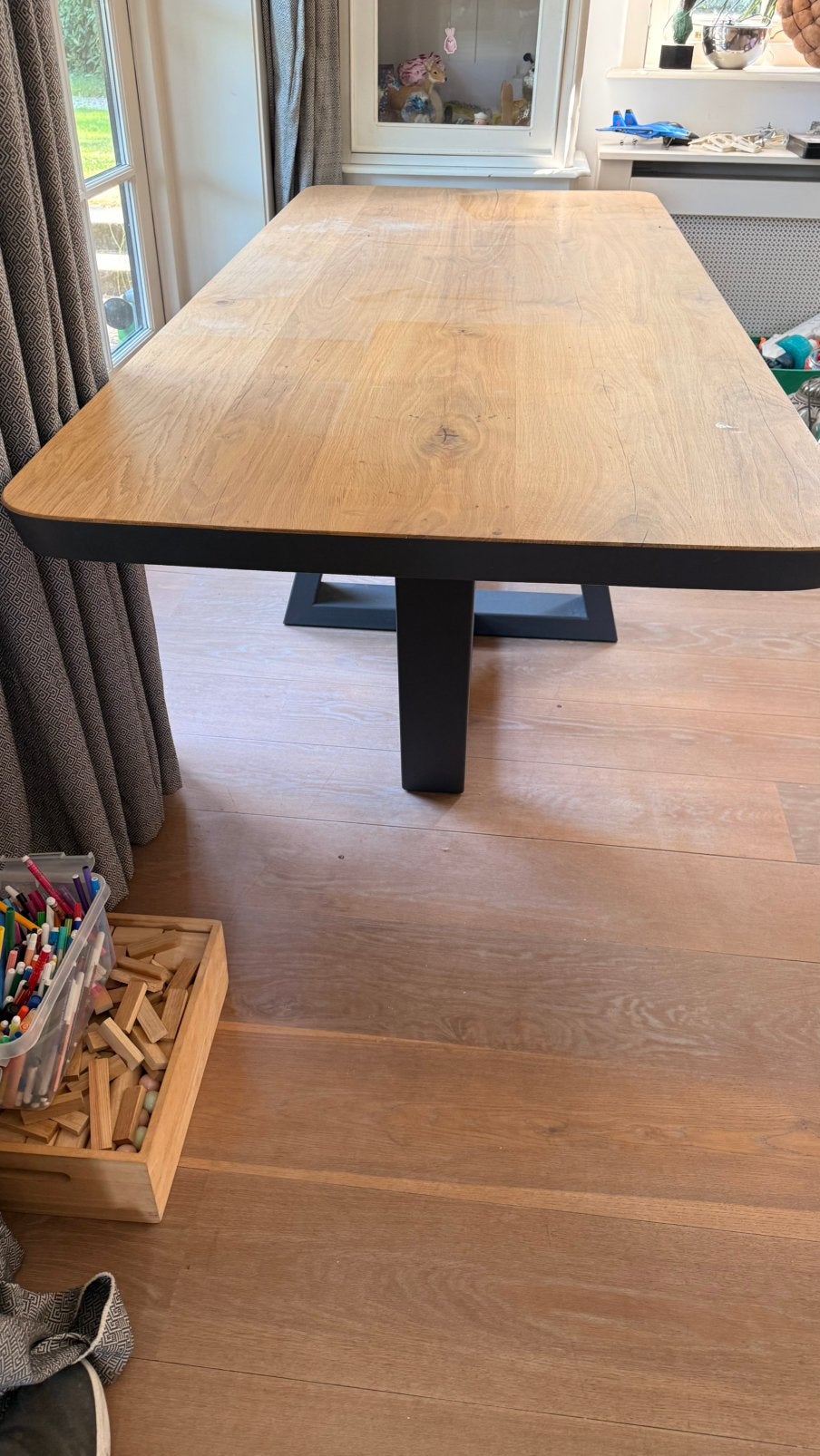 Zware eiken tafel, Huis en Inrichting, Tafels | Eettafels, Ophalen, 200 cm of meer, 50 tot 100 cm, Zo goed als nieuw