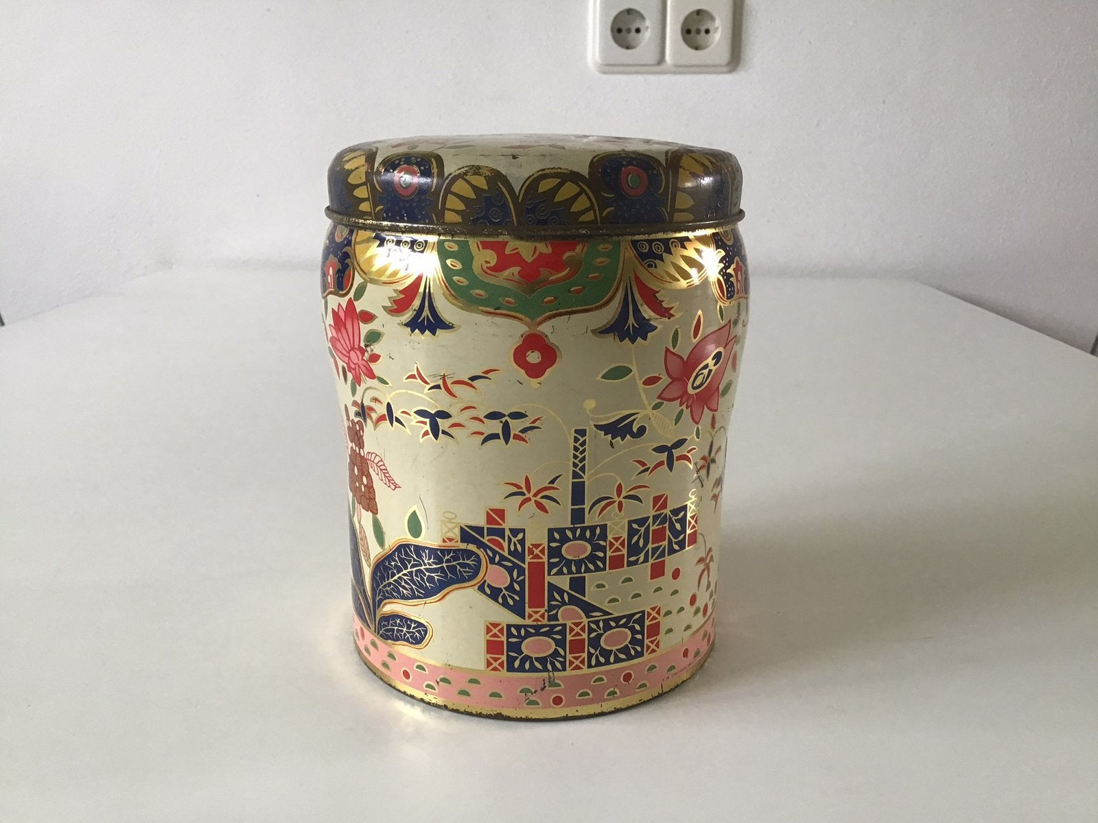 Art Deco blik CO-OP met bloemen, Ophalen of Verzenden, Gebruikt, Overige, Overige merken