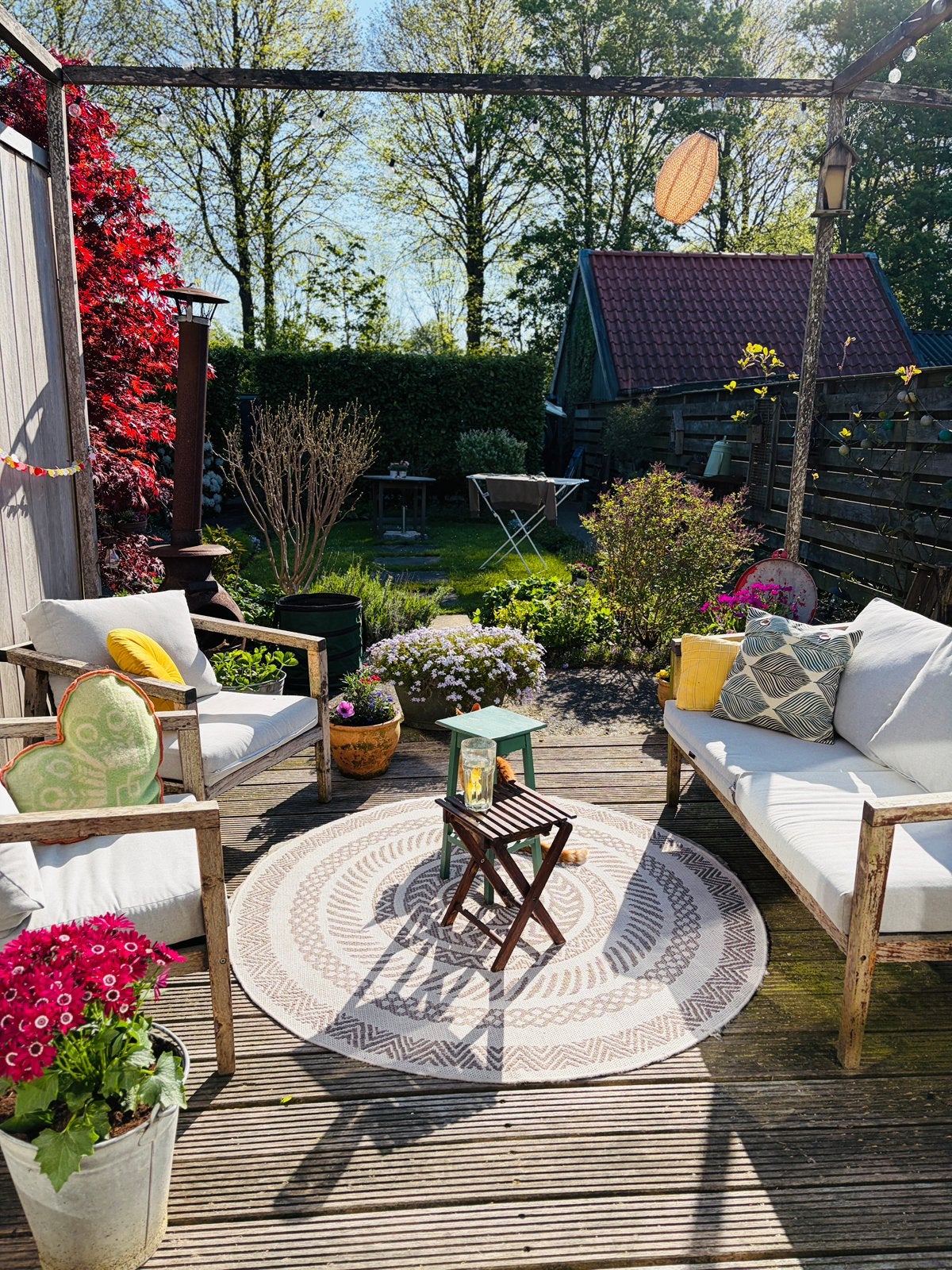 loungeset tuinset gebruikt wel onderhouden, Ophalen, 4 zitplaatsen, Gebruikt, Teakhout