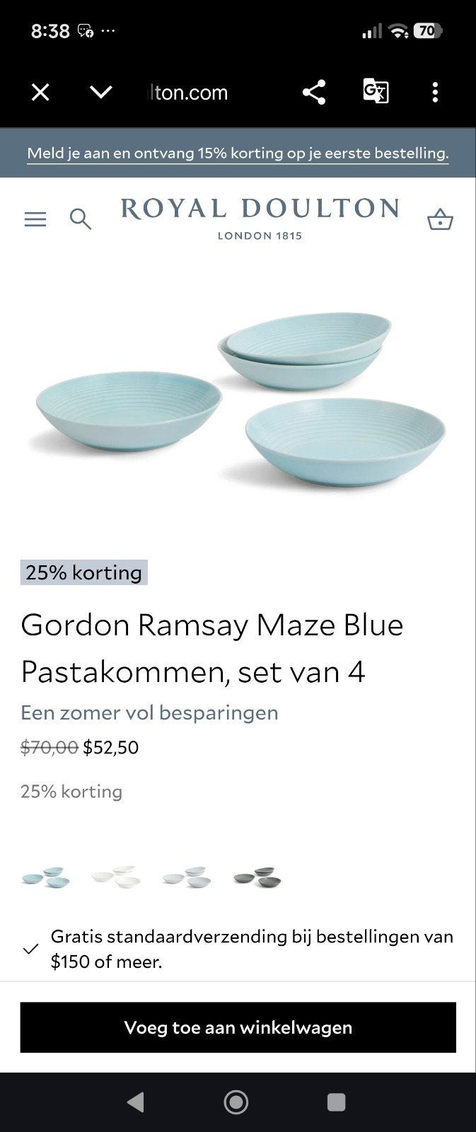 Royal Doulton Gordon Ramsay Maze Blauw. zie omschrijving, Huis en Inrichting, Keuken | Servies, Ophalen, Nieuw, Bord(en), Overige stijlen