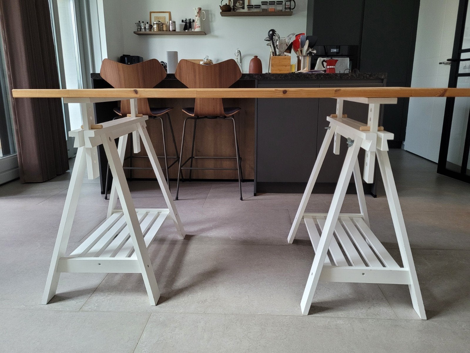 IKEA Vika Furuskog tafel met schragen - Grenenhout, Ophalen, Gebruikt