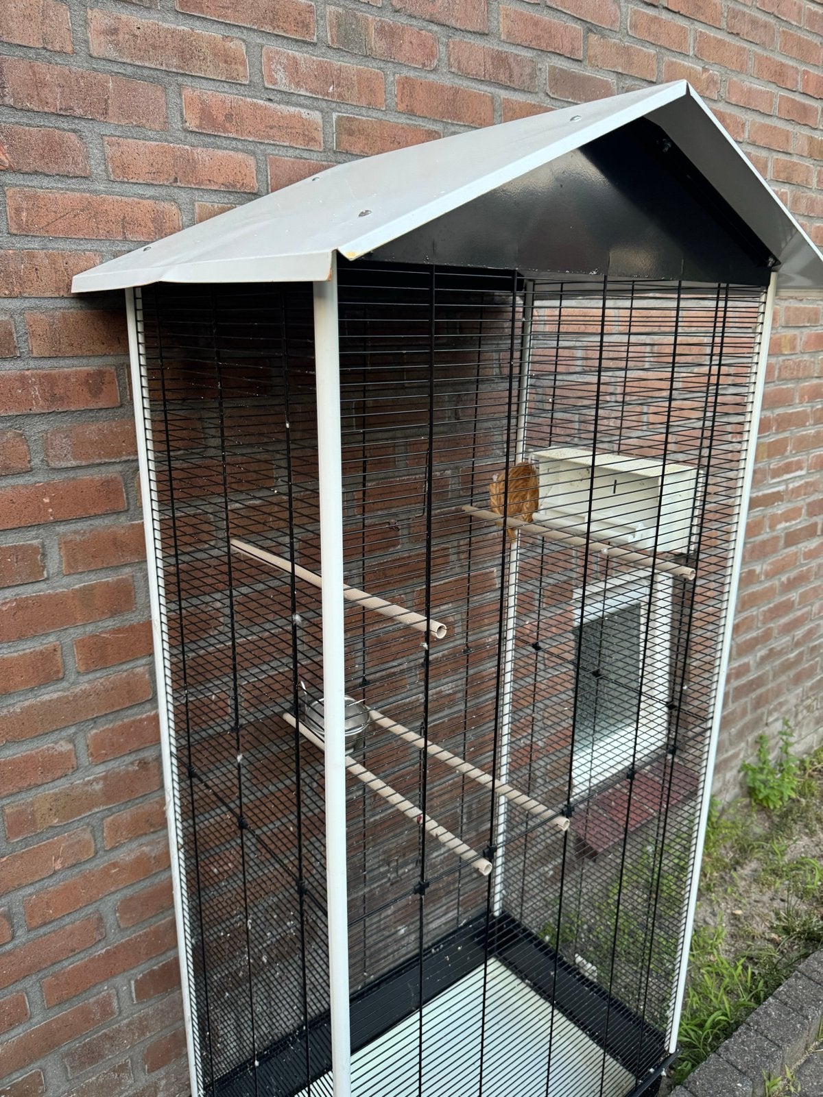 Vogelkooi met dak - Goede staat, Dieren en Toebehoren, Ophalen, Zo goed als nieuw, Metaal, Vogelkooi