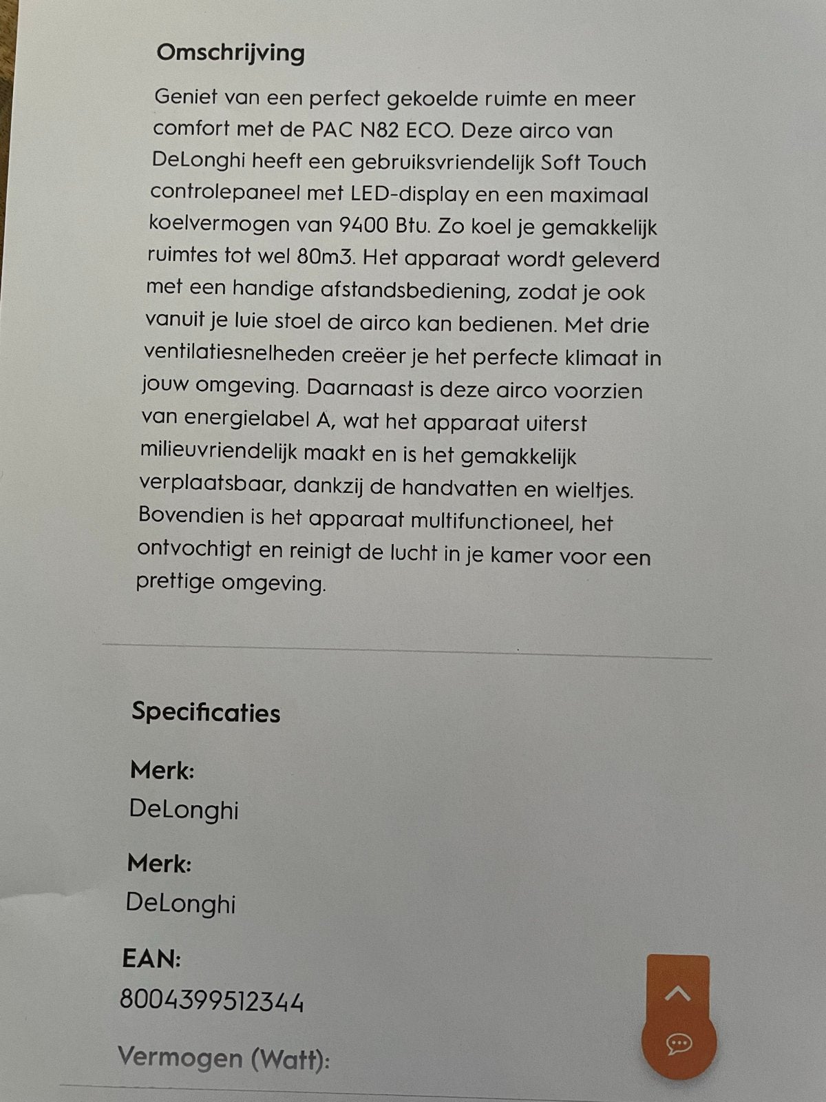 De'Longhi Pinguino PAC N82 ECO Mobiele Airco - Energieklasse, Witgoed en Apparatuur, Airco's, Ophalen, 3 snelheden of meer, Zo goed als nieuw