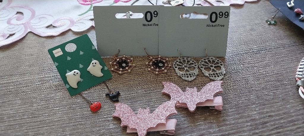 Halloween oorbellen en haarspeldjes, Sieraden, Tassen en Uiterlijk, Overige materialen, Hangers, Overige kleuren, Nieuw