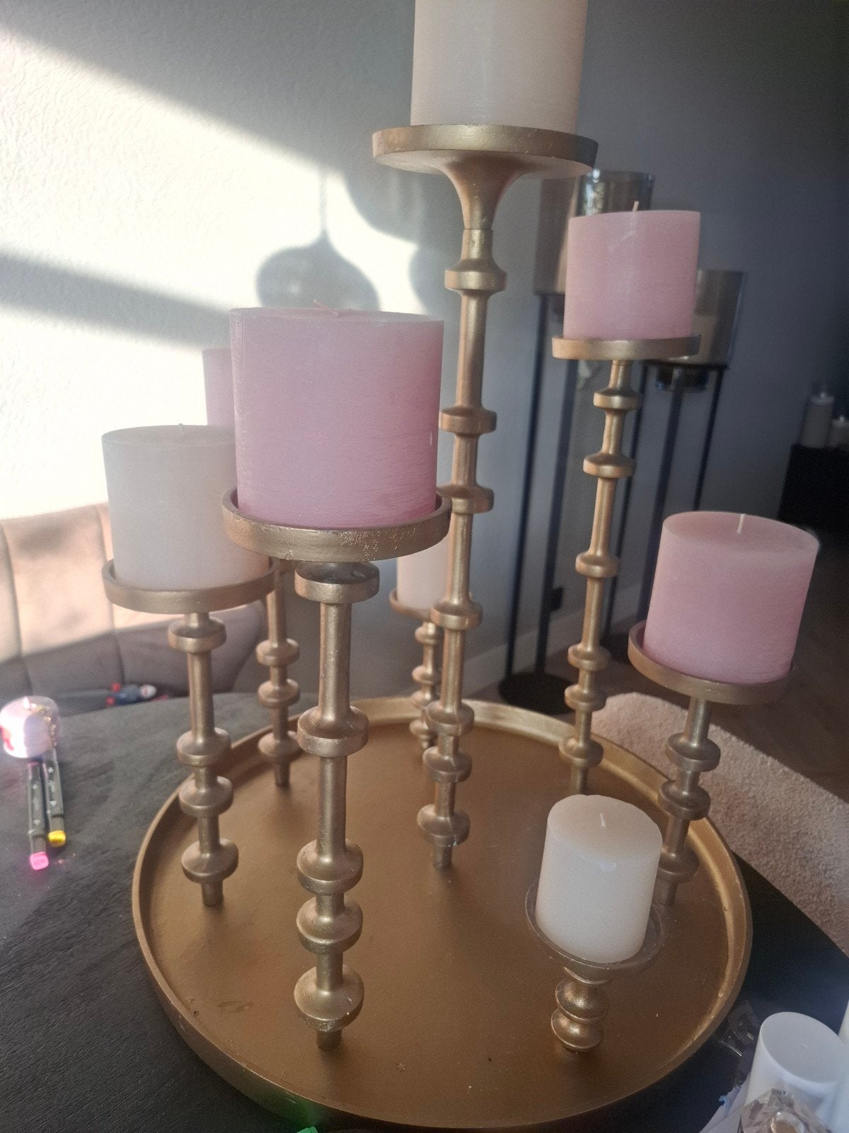 Colmore kandelaar kaarsen standaart plateau goud, Ophalen, Metaal