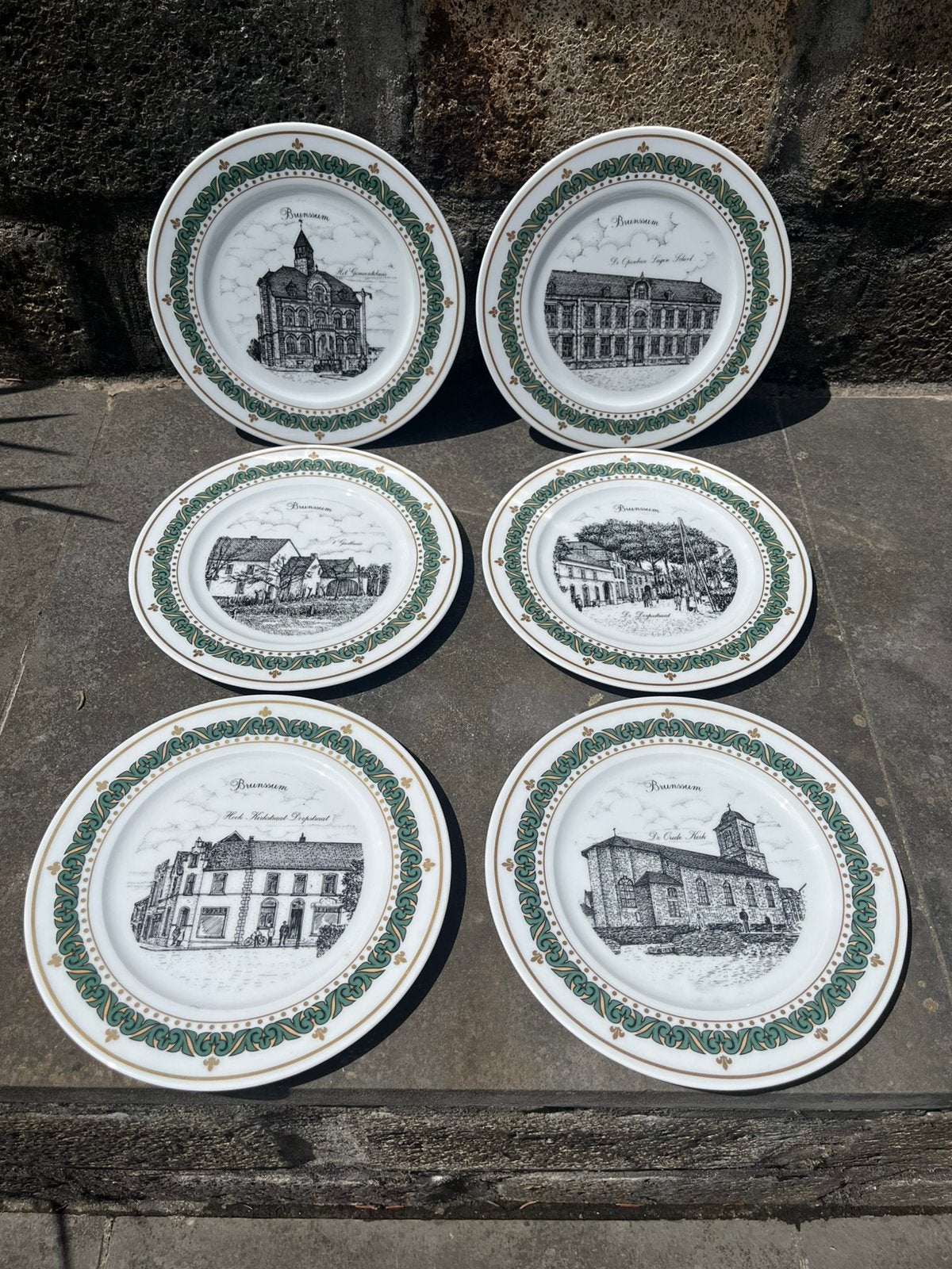 Set van 6 porseleinen wandborden Gemeente Brunssum - 1993, Ophalen of Verzenden