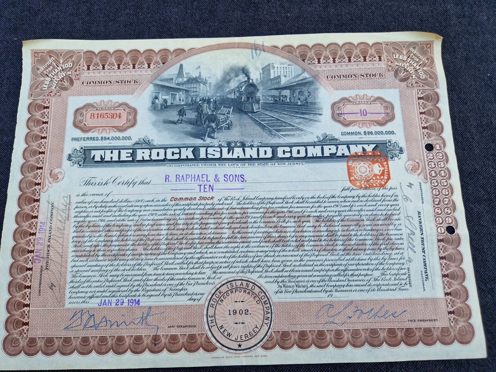 Rock Island Company Aandeel - 10 aandelen, 1902, Ophalen of Verzenden, Aandeel