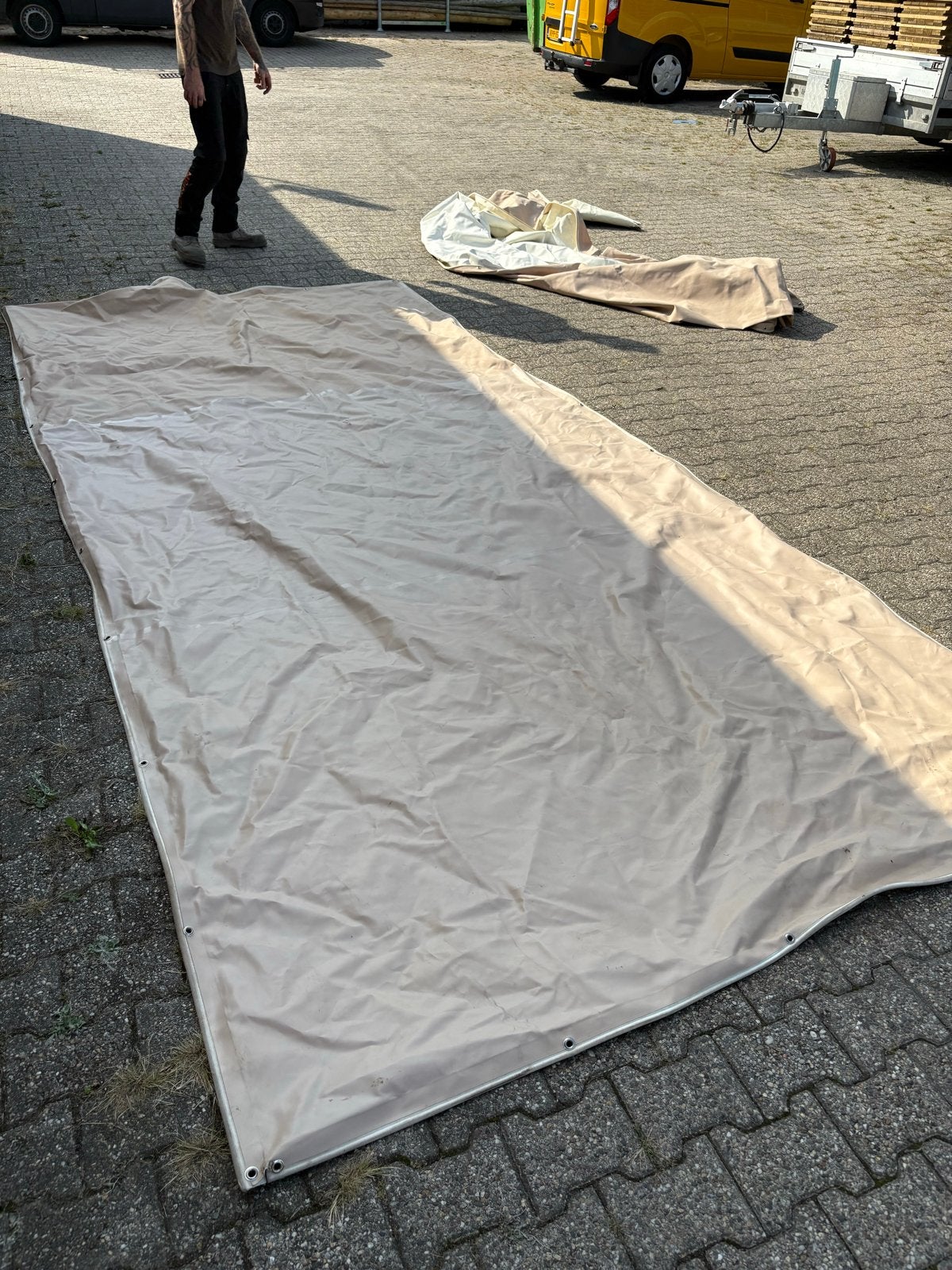 Stretchtent zijwanden - 3 stuks, 4,5x2m, zandkleurig, Ophalen of Verzenden, Gebruikt