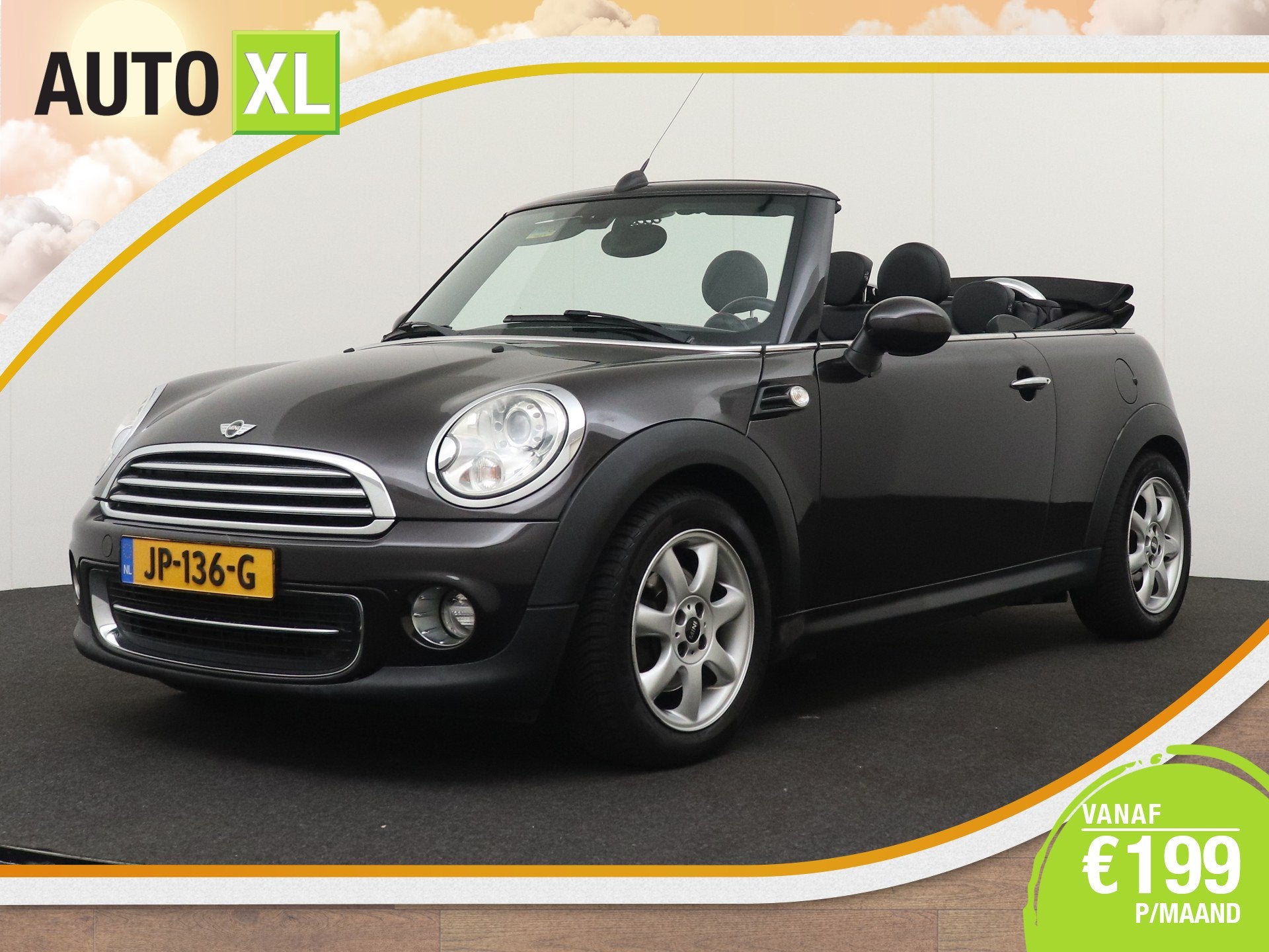 MINI Cabrio 1.6 123 PK Cooper Chili Climate Leder Navi, Auto's, Mini, Dealer onderhouden, Gebruikt, 4 cilinders, 4 stoelen