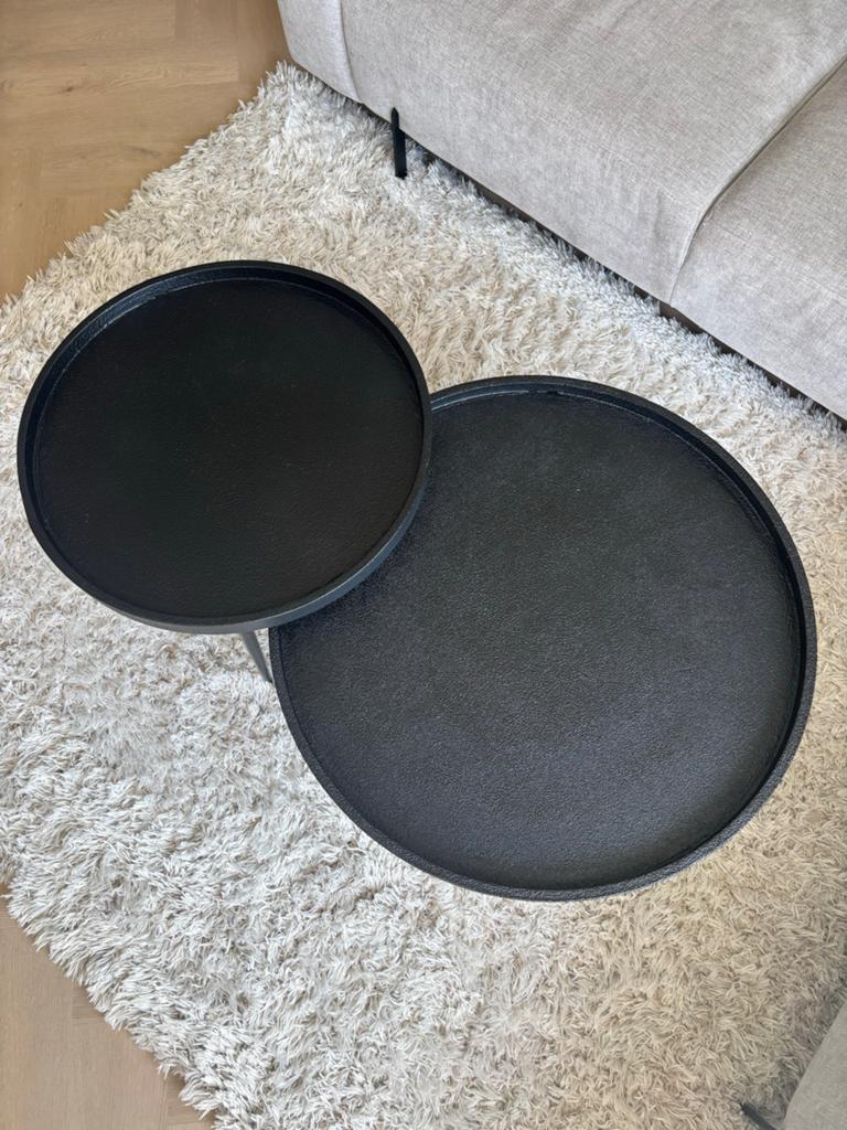 Salontafelset - Zwart, Rond (2 stuks), Ophalen, Rond, 50 tot 100 cm, Zo goed als nieuw