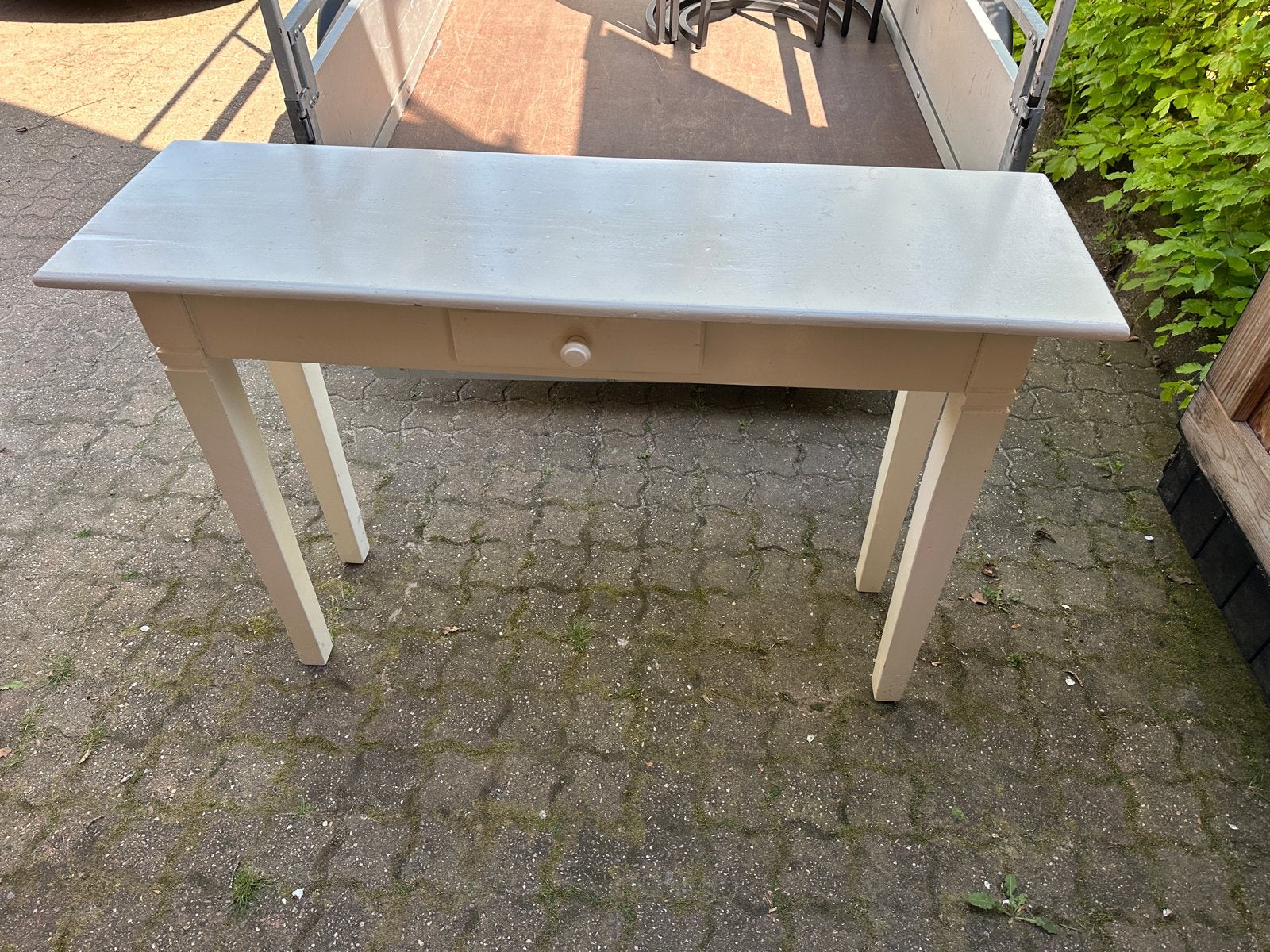Geloogd grenen bijzettafel, wit gespoten, Ophalen, Gebruikt, 100 tot 150 cm, Grenenhout