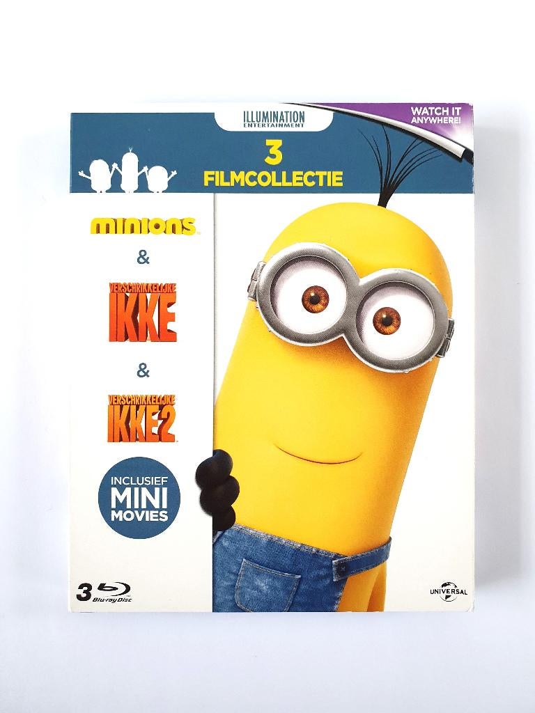 Verschrikkelijke Ikke 1 + 2 + Minions (3 disc), Cd's en Dvd's, Blu-ray, Ophalen of Verzenden, Zo goed als nieuw, Tekenfilms en Animatie