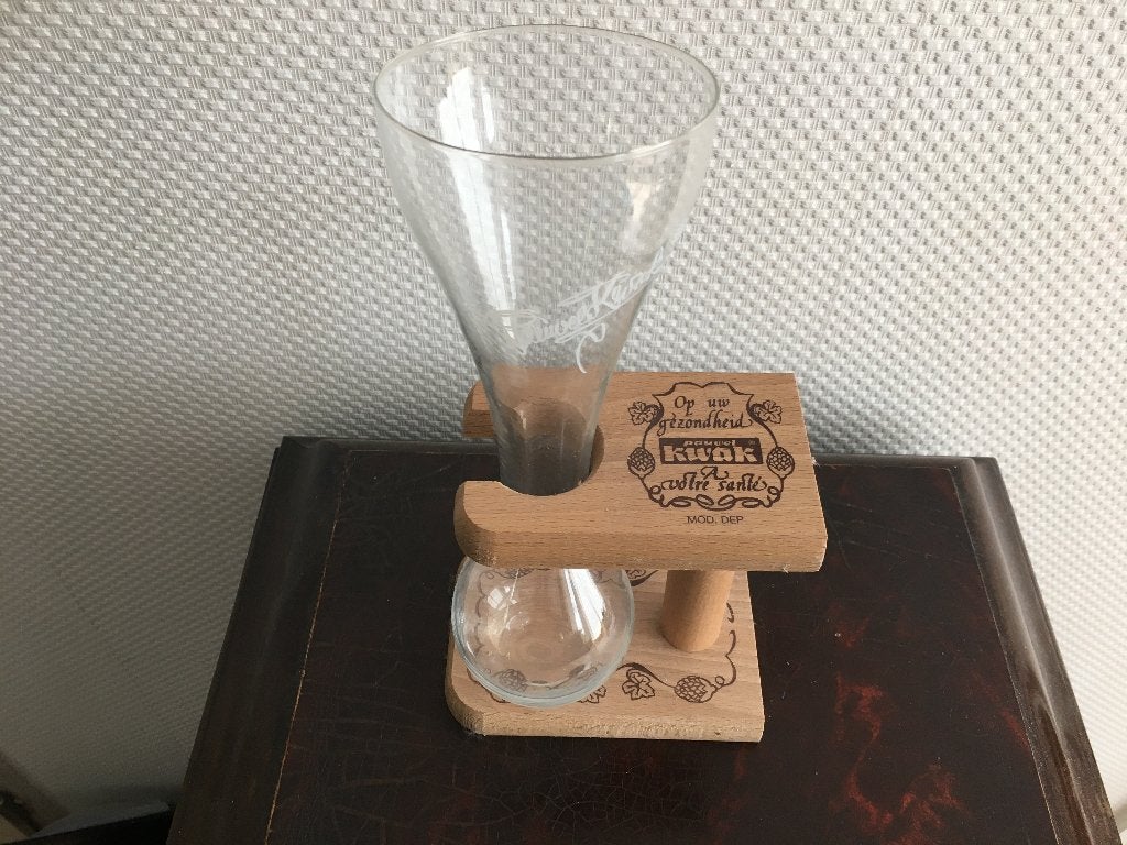bierglas Kwak met houten houder leuk om te hebben, Verzenden, Zo goed als nieuw, Glas of Glazen, Overige merken