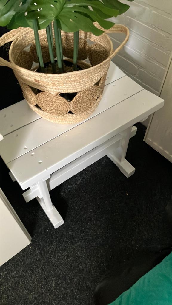 Stevig wit houten bankje, Ophalen, Hout