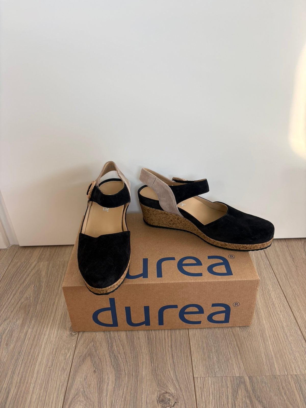 Nieuw - Durea Espadrilles/sandalen -wijdte H - maat 5,5/38,5, Zwart, Nieuw, Ophalen of Verzenden, Espadrilles of Moccasins