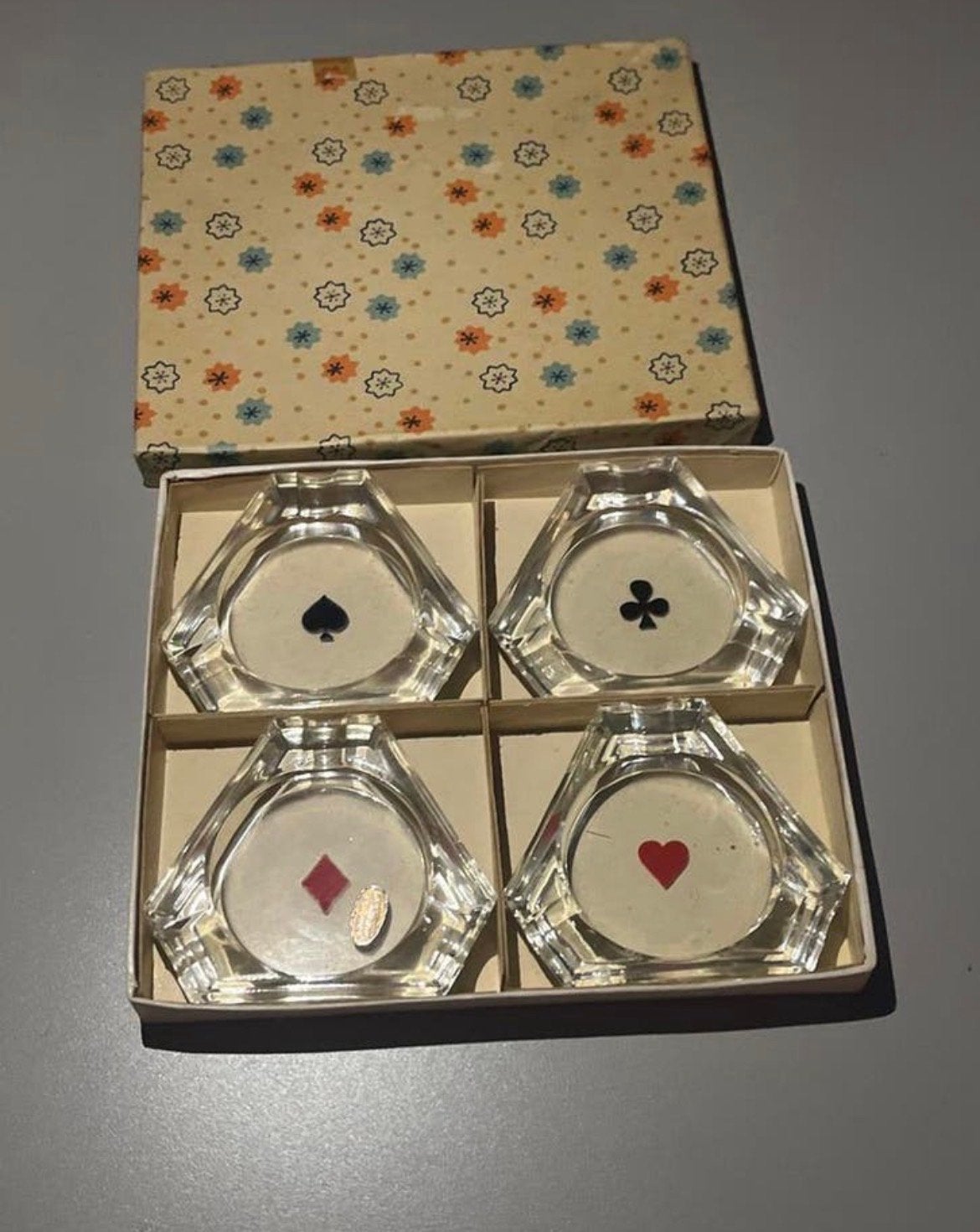 Vintage Poker Asbakjes Set - Tsjechoslowakije Jaren '30/'40, Antiek en Kunst, Ophalen of Verzenden