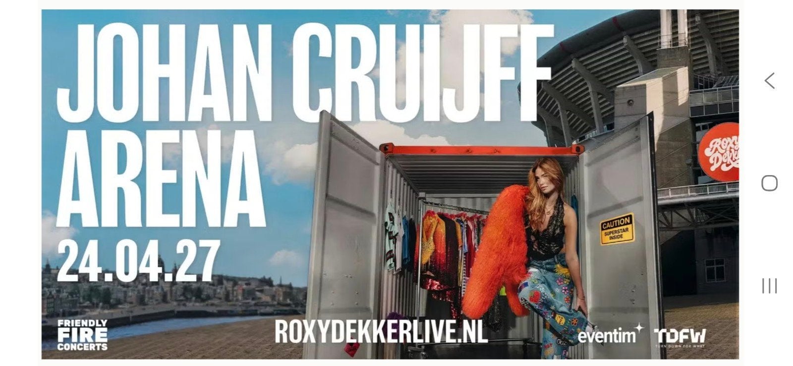 1x Premium ticket Roxy Dekker Arena VAK 101 1ste rij!!!!, Tickets en Kaartjes, Eén persoon, April