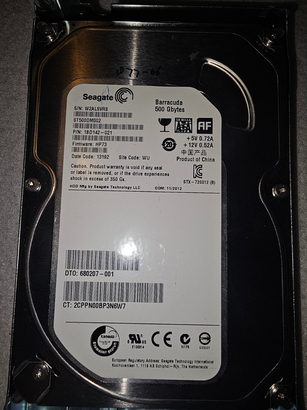 Seagate Barracuda 500GB HDD - Intern, SATA, Computers en Software, Harde schijven, Intern, Gebruikt, Server, Ophalen of Verzenden