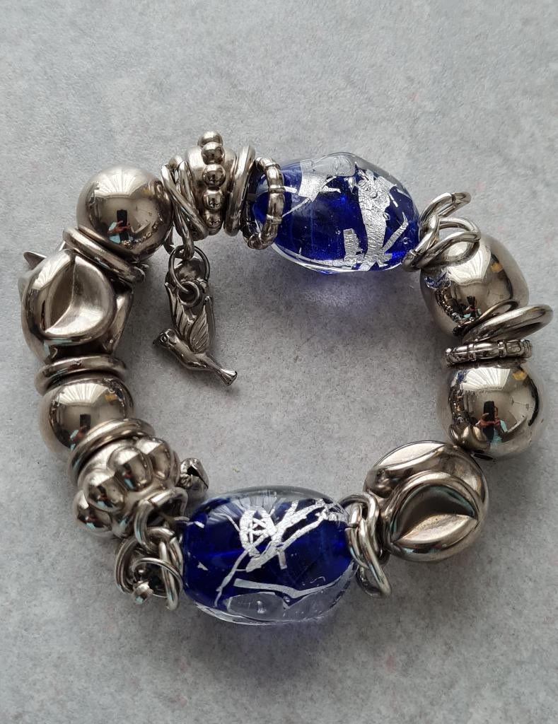 Leuke armband met o.a. 2 prachtige grote glaskralen, Ophalen of Verzenden, Zo goed als nieuw, Overige materialen