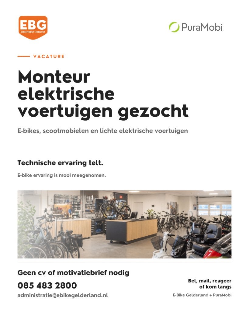 Vacature E-bike monteur /  technisch medewerker - Doetinchem, 33 - 40 uur, LBO / VMBO, Vanaf 3 jaar, Vast contract
