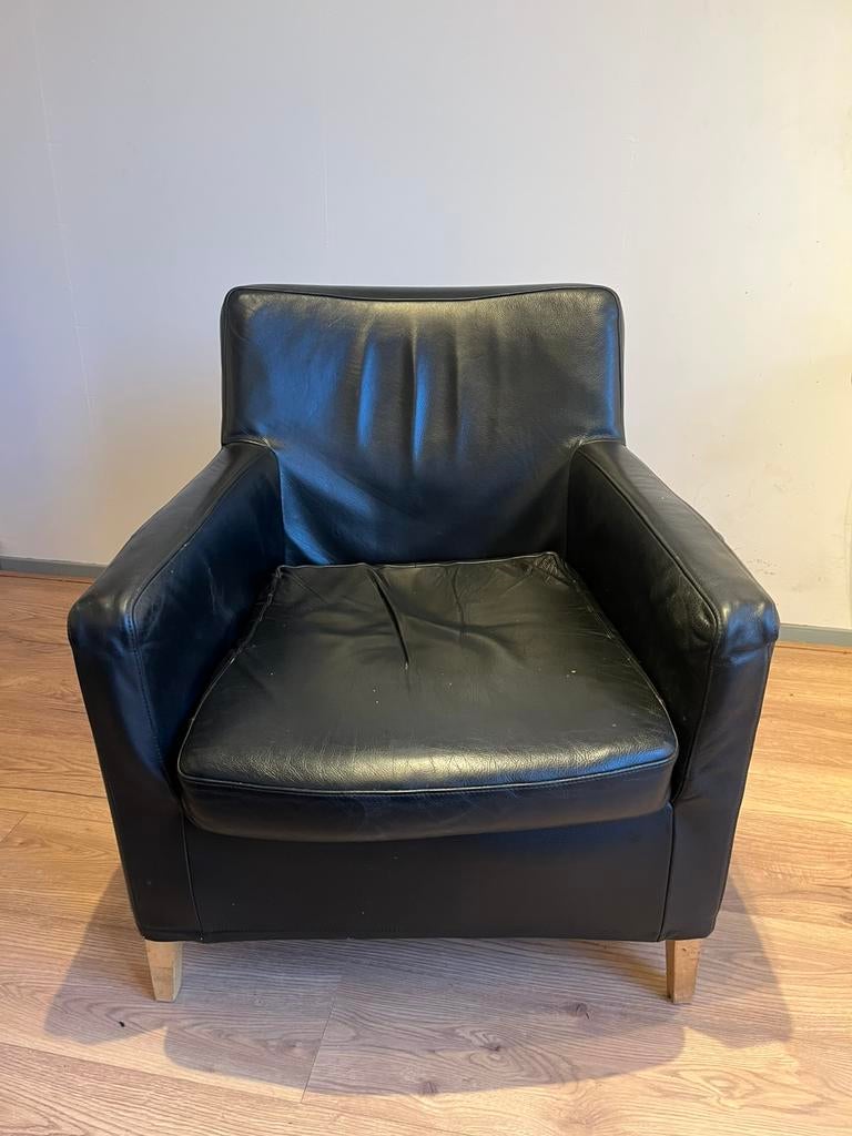Leren Fauteuil & Bank, Ophalen, Zo goed als nieuw, 75 tot 100 cm, Leer