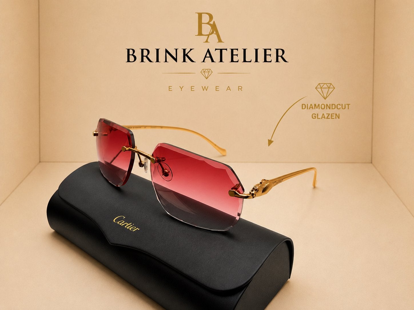 Cartier Zonnebril Panthère DiamondCut Glazen Exclusief Model, Overige merken, Zonnebril, Overige kleuren, Ophalen of Verzenden