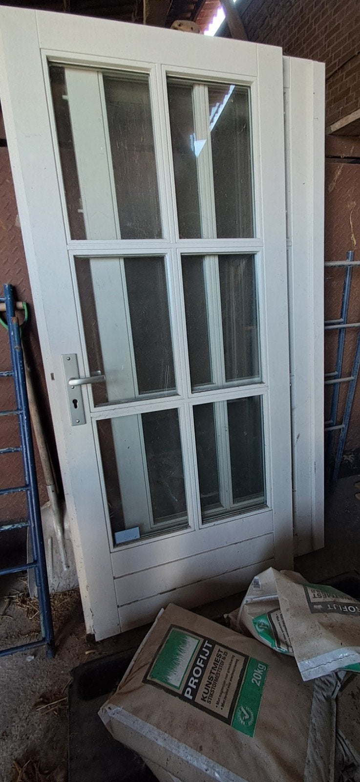 Openslaande tuindeuren incl. kozijn - 200x225 cm, Doe-het-zelf en Verbouw, Gebruikt, Ophalen of Verzenden, Buitendeur, Glas
