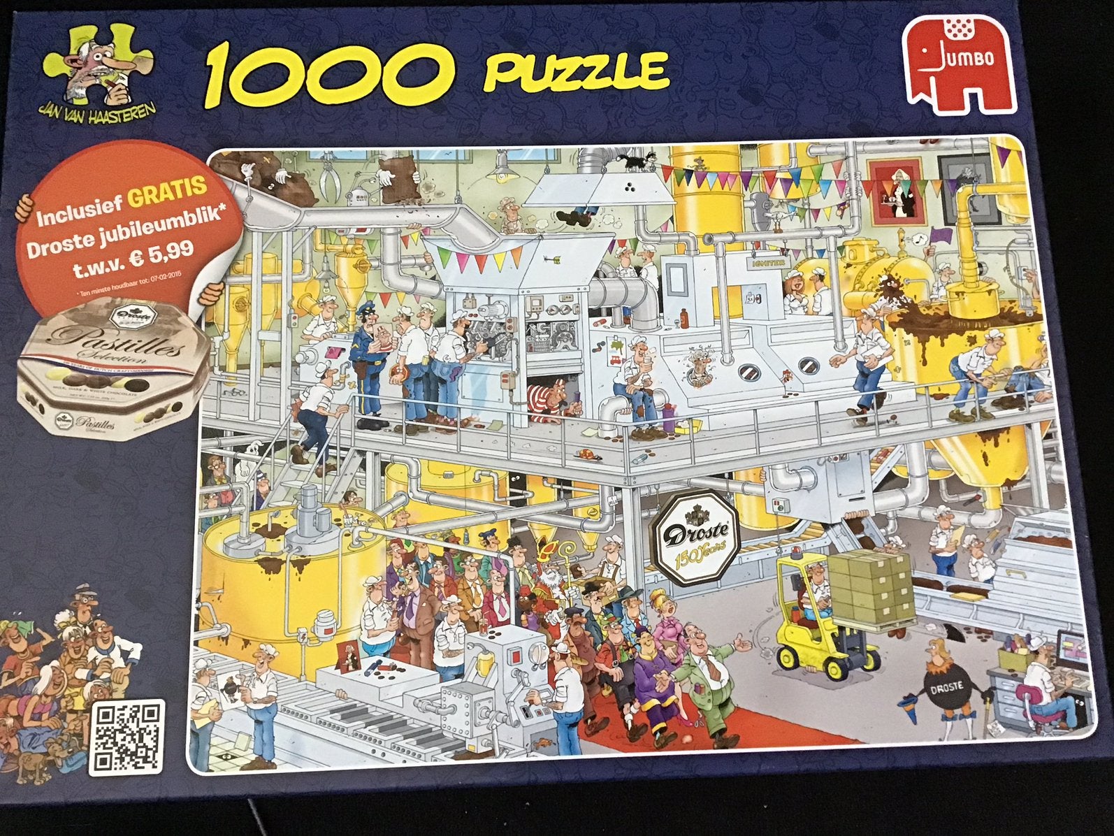 Jan van Haasteren Puzzel, De Chocolade Fabriek 1000 stukjes, Ophalen of Verzenden, 500 t/m 1500 stukjes, Zo goed als nieuw, Legpuzzel