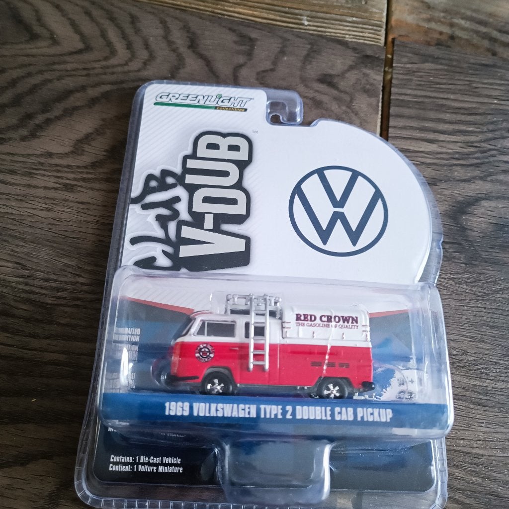 Greenlight 1969 Volkswagen Type 2 Double Cab Pickup rood, Ophalen of Verzenden, Nieuw, Auto