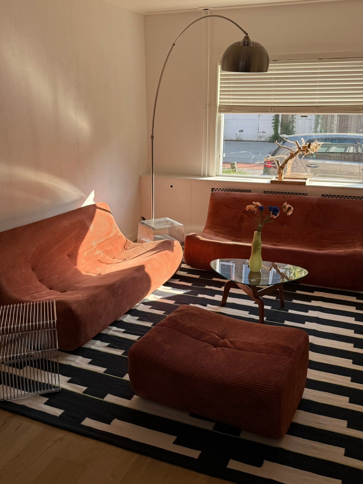 Modulaire bank set (2x bank + poef), Ophalen, Minder dan 75 cm, 150 tot 200 cm, Zo goed als nieuw