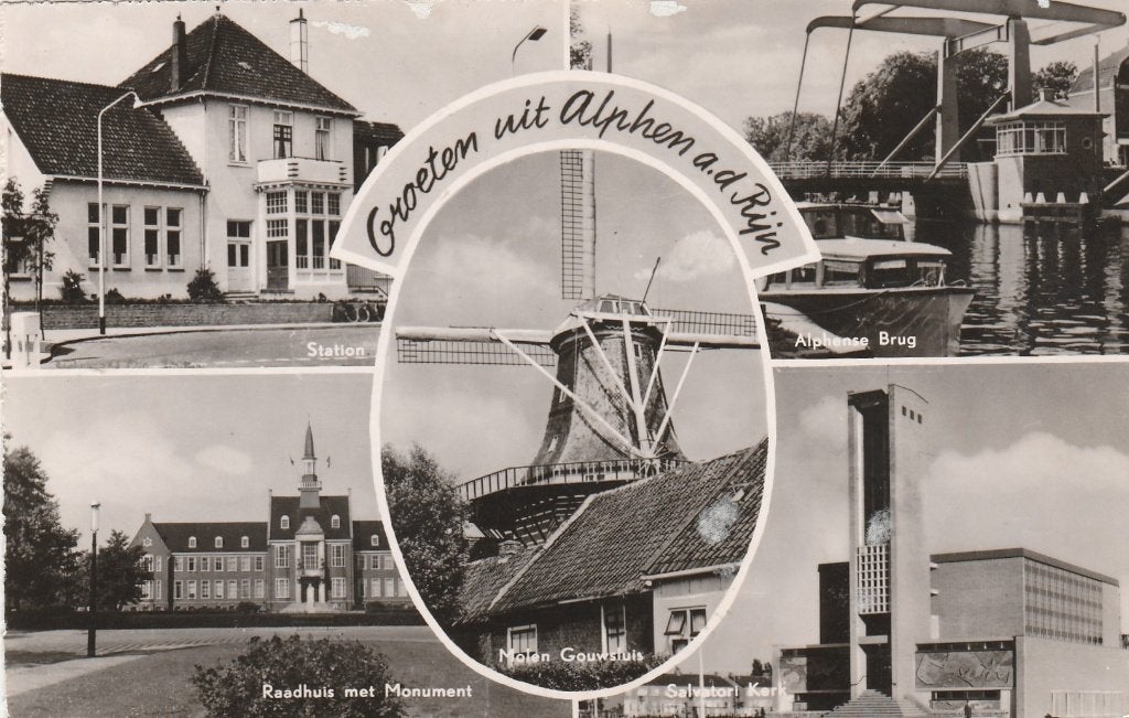 groeten uit alphen a/d rijn, Verzamelen, Ansichtkaarten | Nederland, Ophalen of Verzenden, 1940 tot 1960, Zuid-Holland
