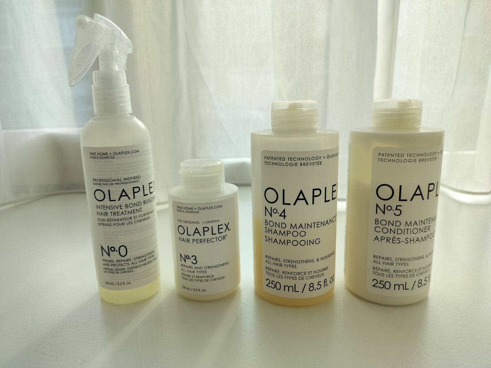 Olaplex set nr 0,3,4,5, Sieraden, Tassen en Uiterlijk, Uiterlijk | Haarverzorging, Gebruikt, Shampoo of Conditioner, Ophalen of Verzenden