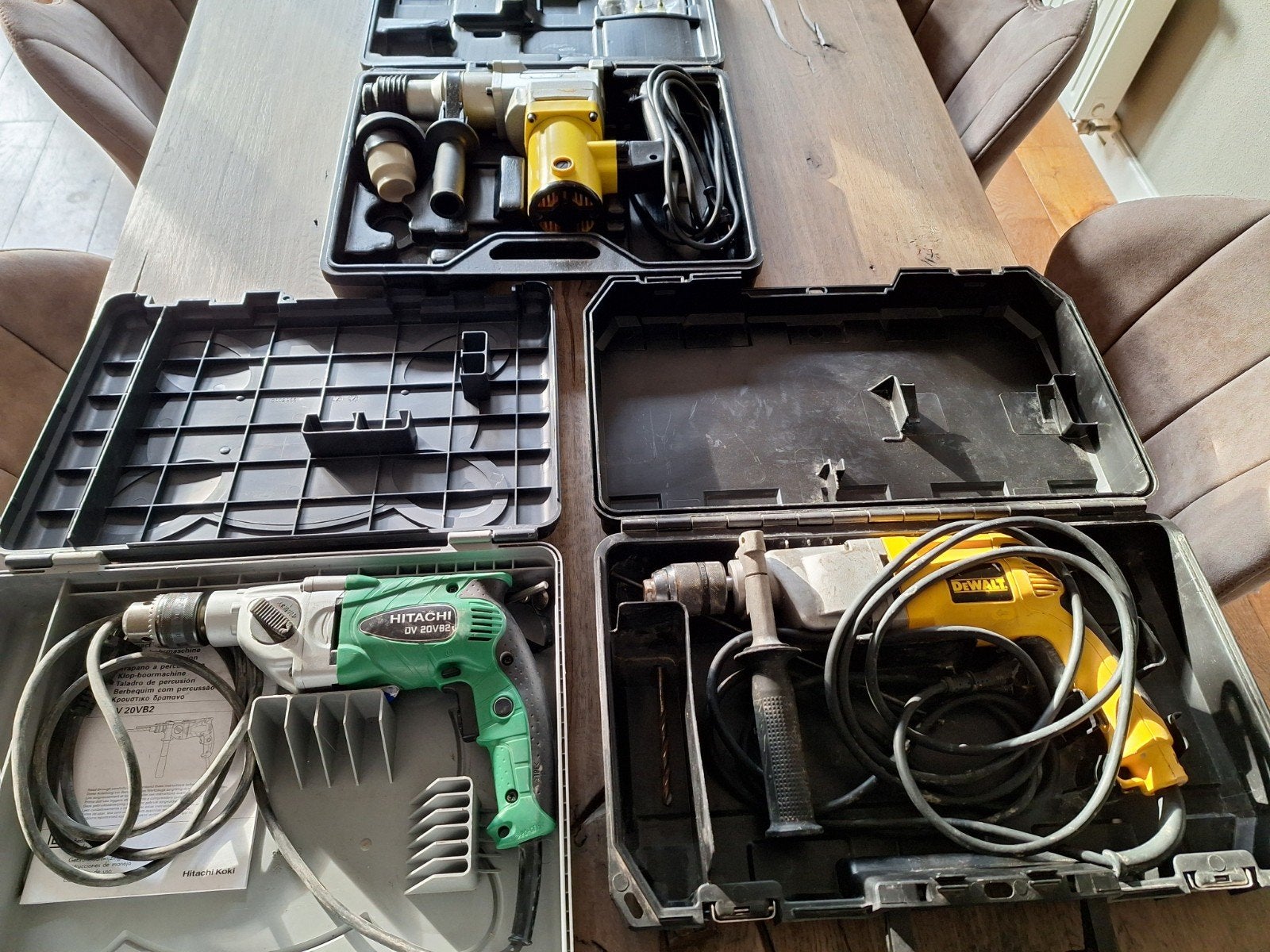 3 Boormachines Hitachi/Dewalt/Mannesmann. €80.00, Ophalen, Gebruikt, Boormachine