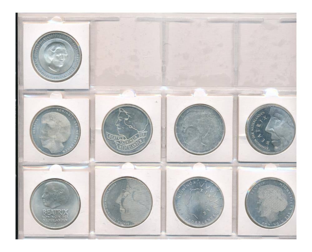 Nederland Set 50 Guldenmunten Zilver 1982-1998 (9 stuks), Setje, Koningin Beatrix, Zilver, Ophalen of Verzenden