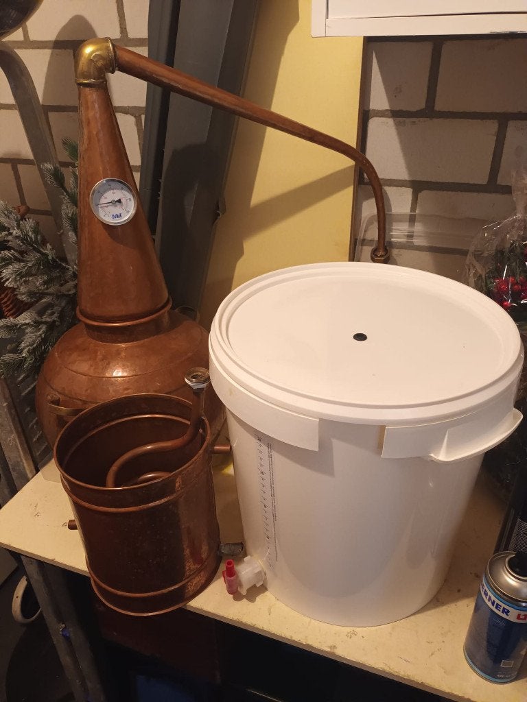 Complete koperen stookset (whisky, brandewijn, etc.), Ophalen, Zo goed als nieuw
