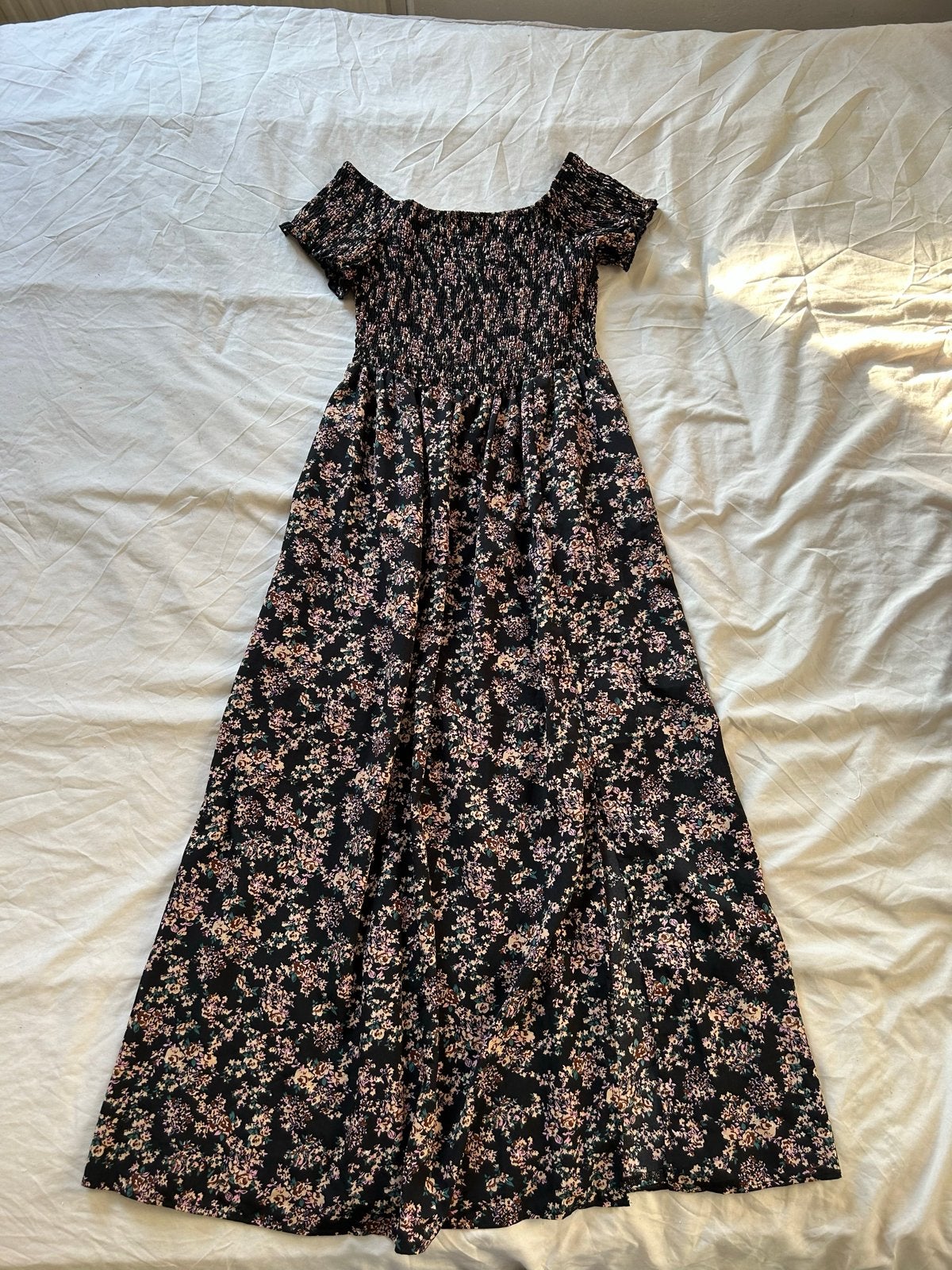 SHEIN Zomerjurk met bloemenprint, Maat 38/40 (M), Zwart, Ophalen of Verzenden, Zo goed als nieuw