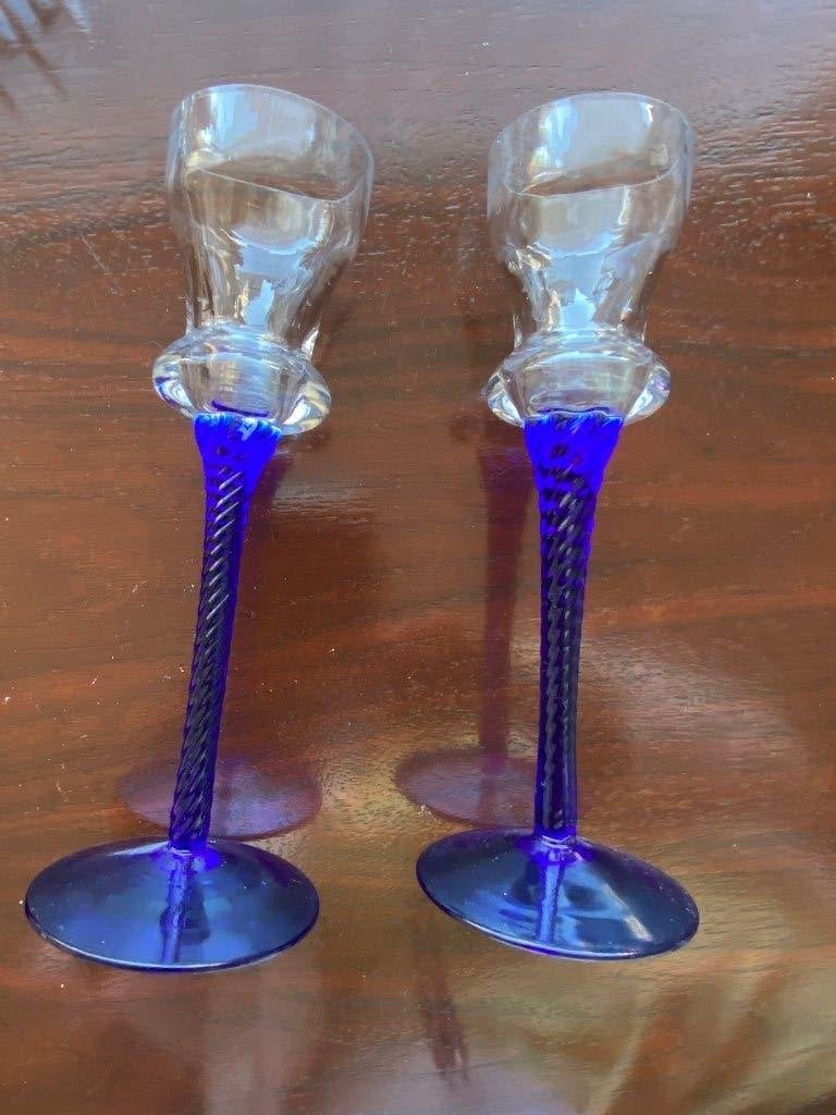 Nieuw glazen blauwe kandelaars, Blauw, Nieuw, Ophalen of Verzenden, Glas