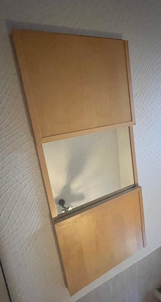 Zware houten drie luik spiegel, Huis en Inrichting, Woonaccessoires | Spiegels, Ophalen, Gebruikt, 150 tot 200 cm, Rechthoekig