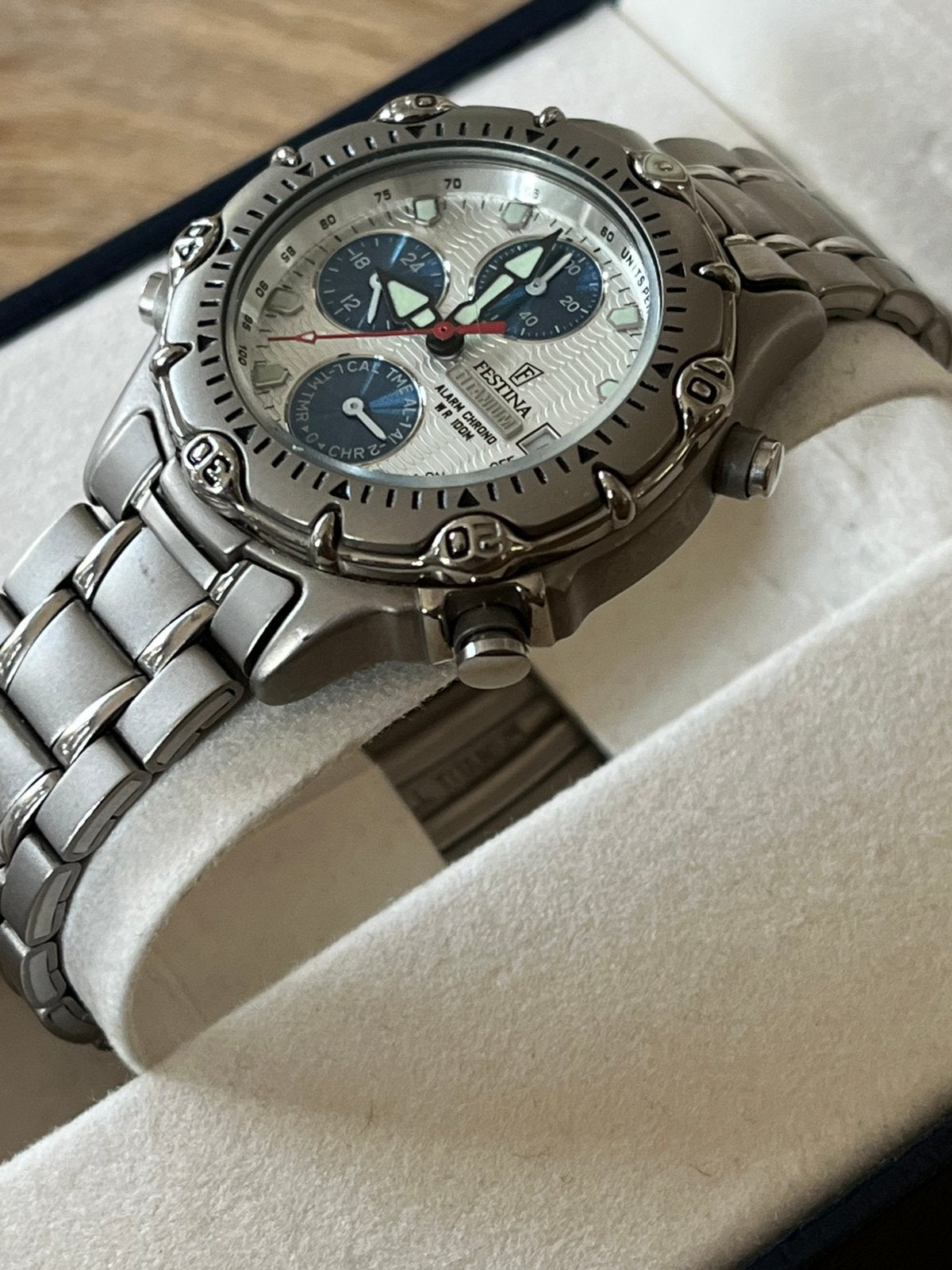 Vintage Festina F6578 All Titanium Alarm Chronograph, Ophalen of Verzenden, Zo goed als nieuw, Overige merken