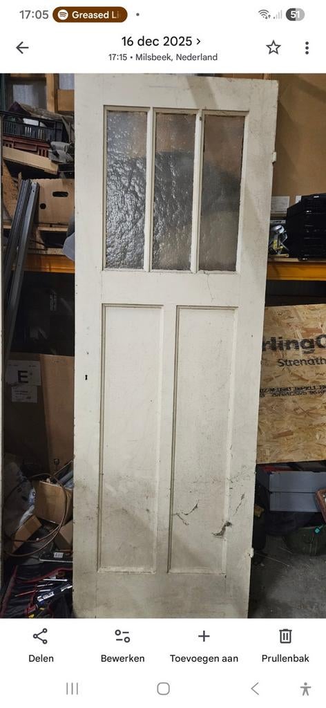 Jaren '30 Binnendeur met Glas - Authentieke Stijl, Ophalen, Gebruikt, 80 tot 100 cm, Binnendeur