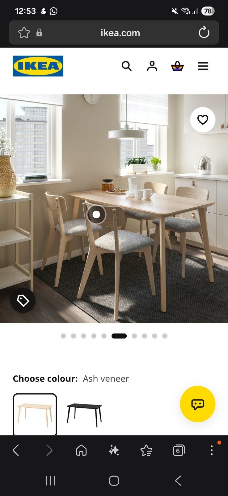 IKEA Lisabo eettafel 140x78cm, Japandi stijl, z.g.a.n. - Vee, Huis en Inrichting, Tafels | Eettafels, Ophalen, 100 tot 150 cm