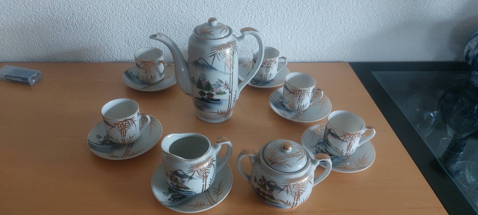 Antiek Kutani Theeservies - Jaren '50 - Geisha Afbeelding, Ophalen
