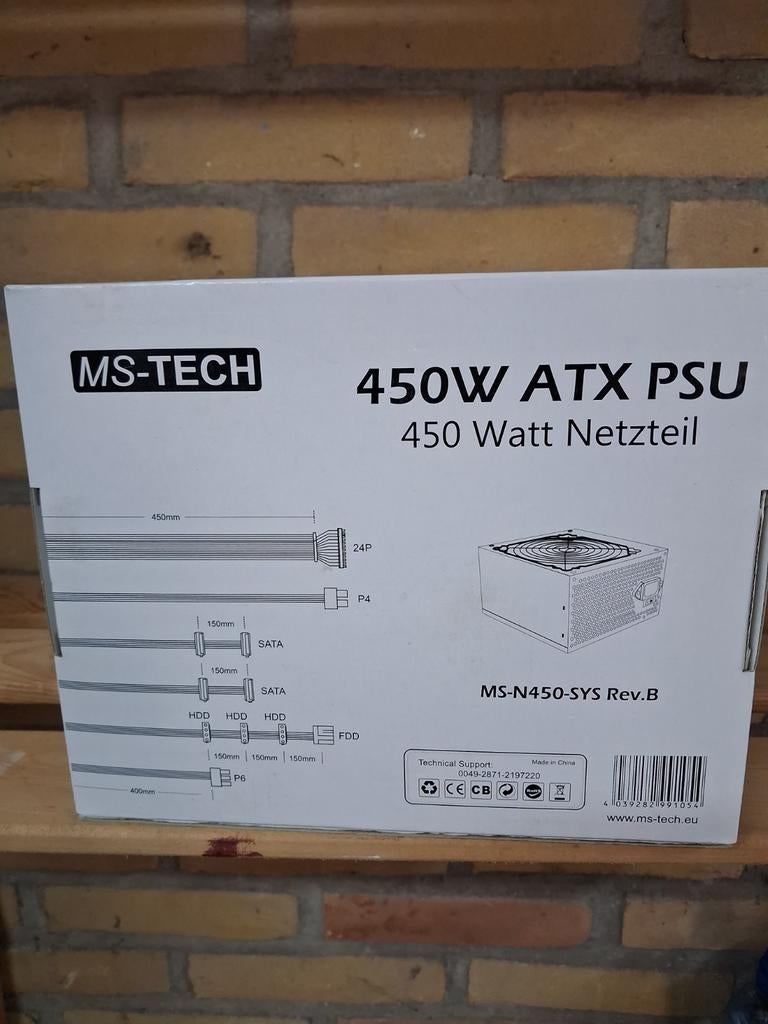 MS-Tech PC voeding 450W, Computers en Software, Ophalen of Verzenden, Nieuw