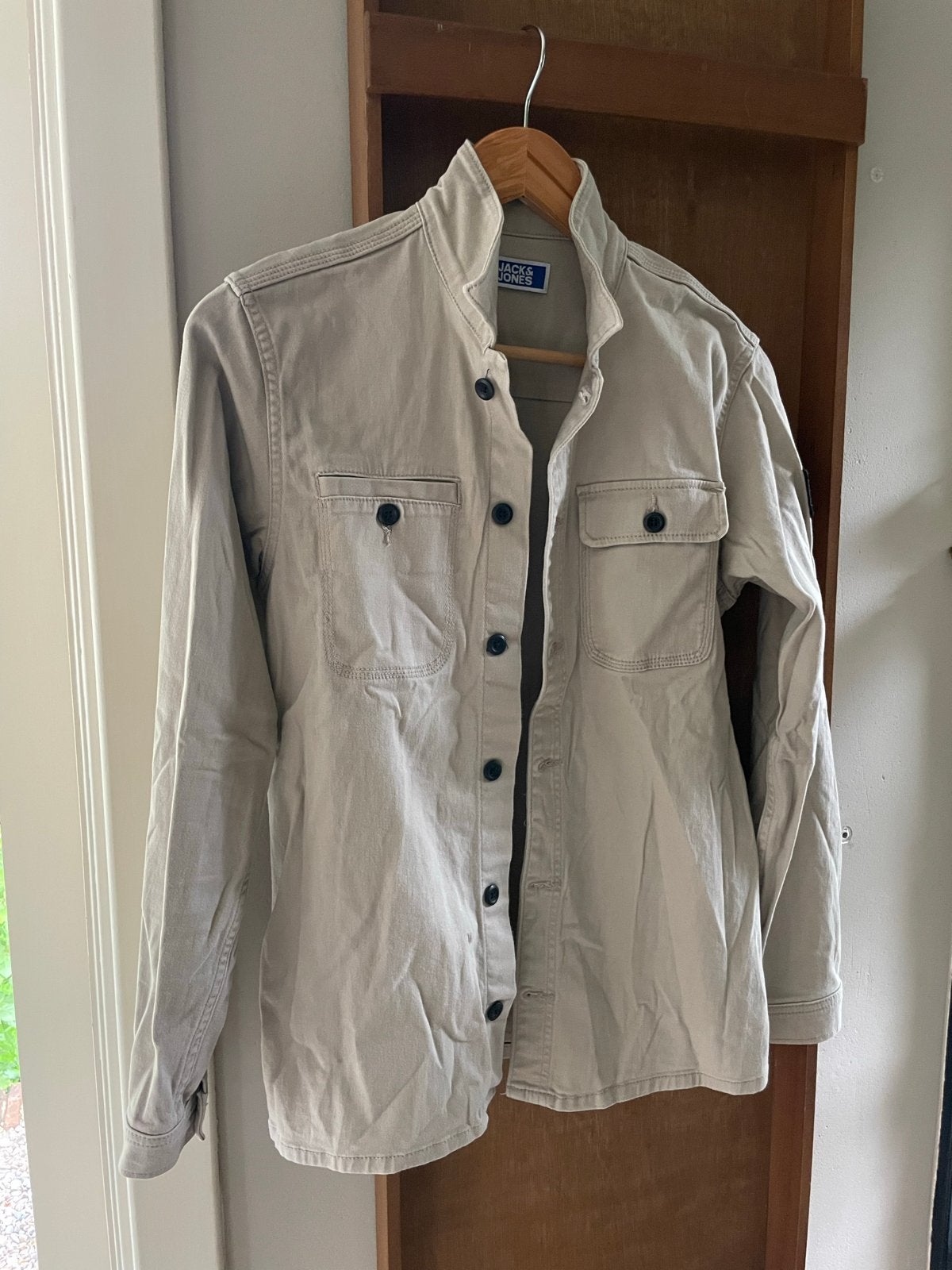 Jack & Jones Beige Stoer Overhemd Shirt Maat 176, Kinderen en Baby's, Ophalen of Verzenden, Zo goed als nieuw, Jongen, Shirt of Longsleeve