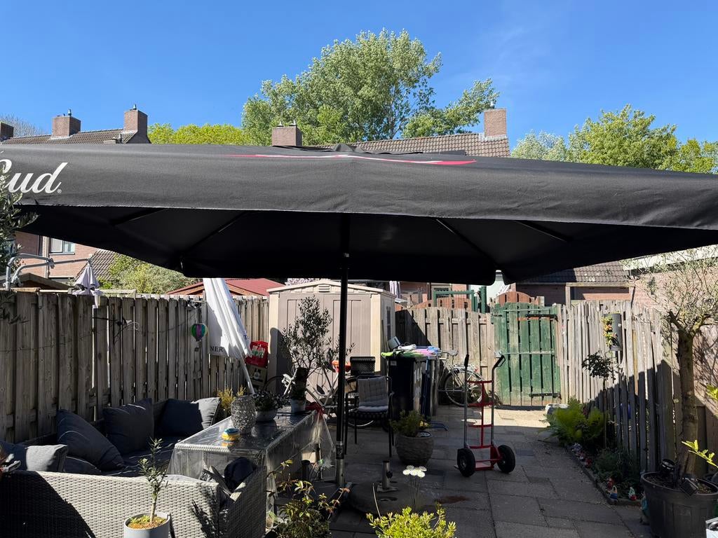 Gezocht horeca  parasol voeten 3 stuks met diameter 62+, Ophalen
