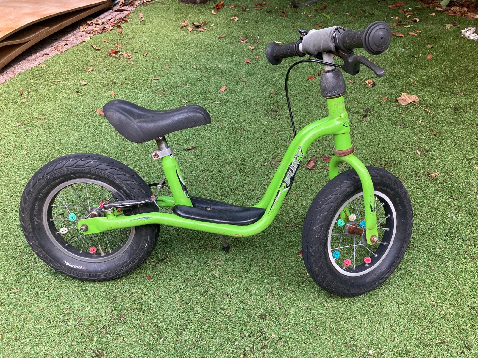 Puky loopfiets groen met luchtbanden, Ophalen, Gebruikt, Loopfiets